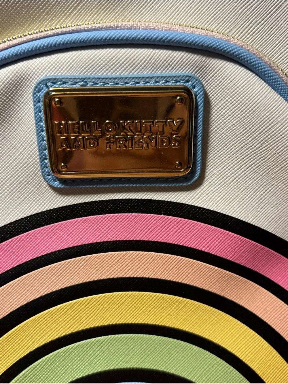 Hello Kitty White Kids Rainbow Backpack with Pastel Stripes